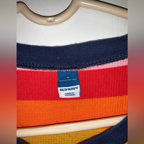 Old Navy Rainbow Striped Thermal-Knit Buttoned Onesie Pajamas - Picture 5 of 5